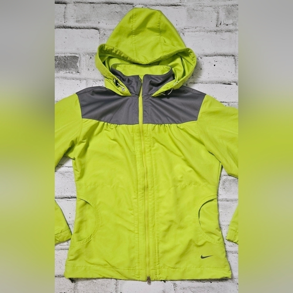 Nike Golf Lightweight Hooded Jacket Womens Small Lime Green Gray - Picture 4 of 10